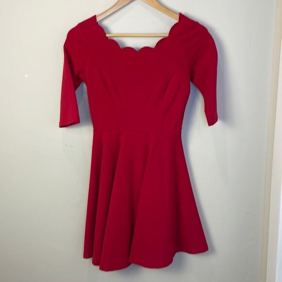 Lulu's Bright Red Tip the Scallops Skater Dress - Size XS - Picture 2 of 9